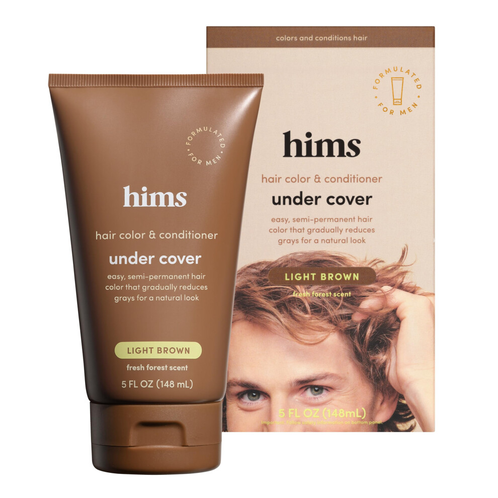 Hims Under Cover Color & Conditioner pour homme, ch   tain clair - Apr   s-shampoing colorant pour cheveux gris - Semi-permanent, hydrate et estompe
