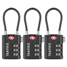 S?g Alert TSA godkendt rejsekombination bagage kabel l?se til kuffert Gym skabsv?rkt?jskasse rygs?k 1 2 4 6 & 10 pk (sort 3 pakke)