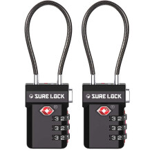 Candados para equipaje SURE LOCK aprobados por la TSA con alerta de apertura y diales de f cil lectura para maletas de viaje (paquete de 2 en neg