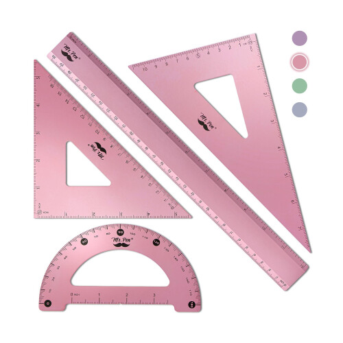 Mr. Pen-Geometry Set 4 Pack Kit de gomtrie en mtal rose clair