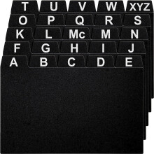 OFFILICIOUS 4x6 Index Card Holder Dividers - 25 Plastic Black Index Card Dividers with Alphabet Tabs - Index Card Organizer Index Cards Index Card