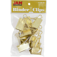 JAM PAPER Kleurige Binderclips - Groot - 1 1/2 Inch (41 mm) - Gouden Binderclips - 12/Stuk