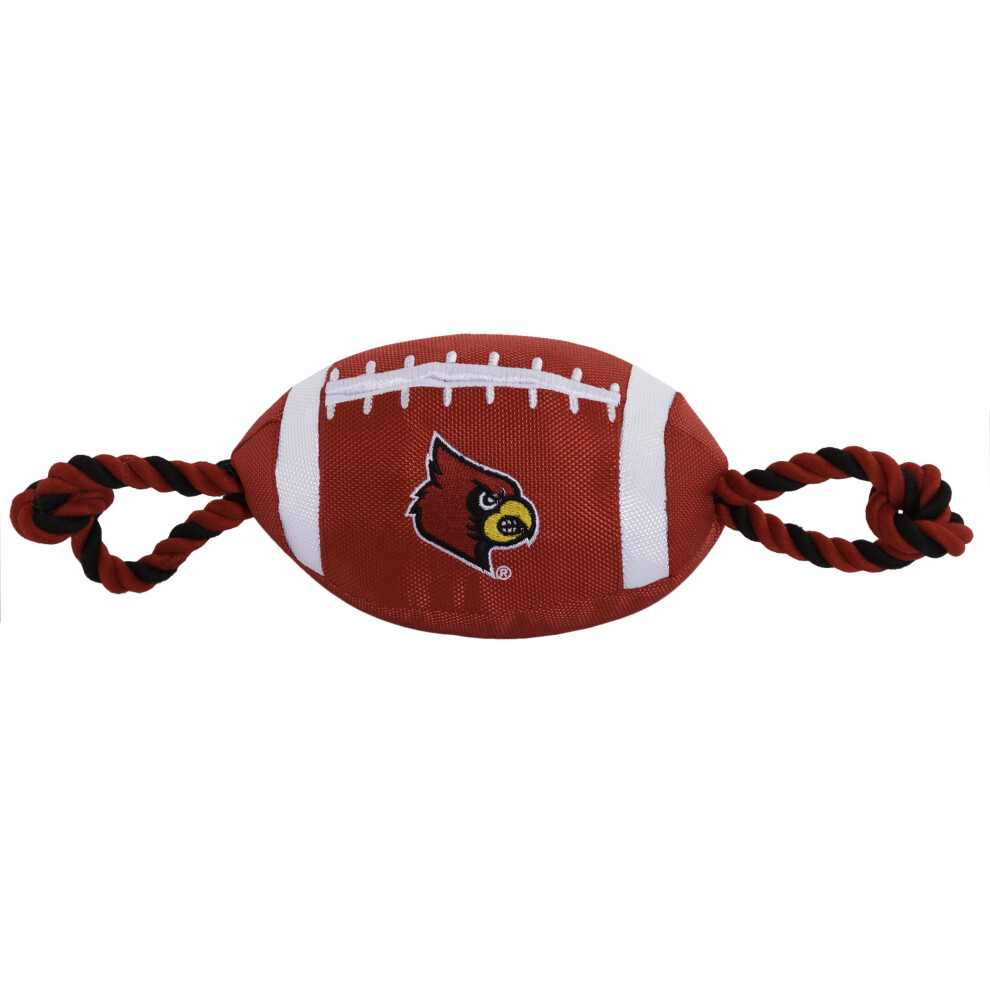 Jouet pour chien Pets First NCAA Louisville Cardinals Football, mat   riaux en nylon robustes et de qualit   , cordes de traction solides, couineur i