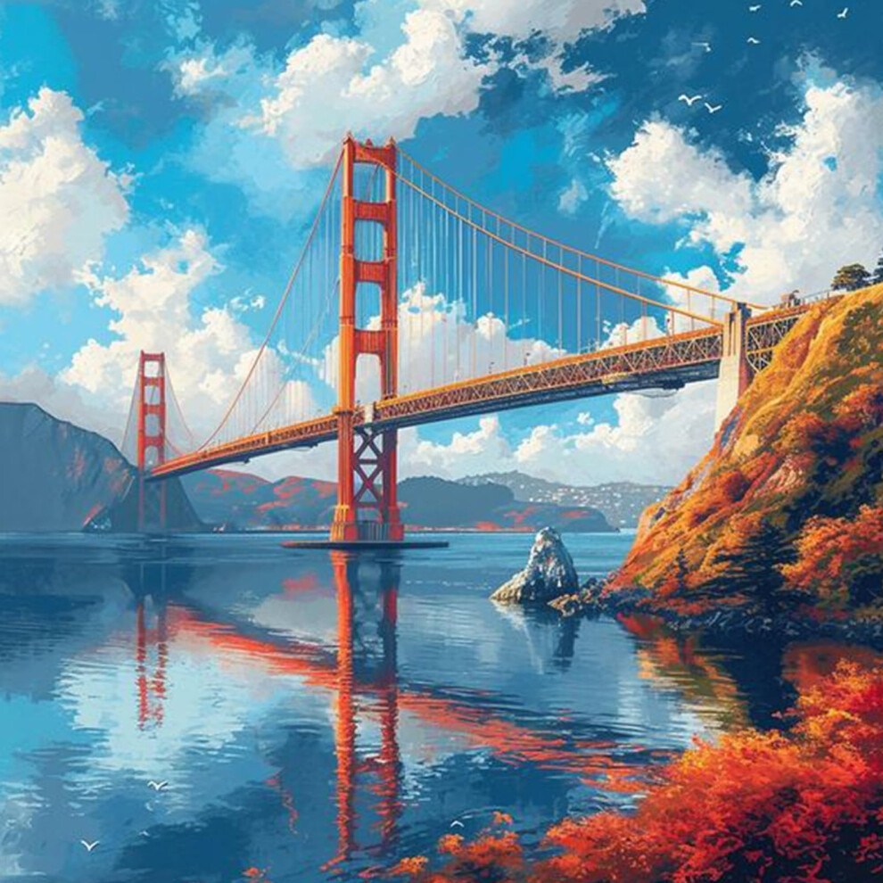 Yezavesu Golden Gate Bridge Kit de peinture par numéros pour adultes débutants San Francisco Paysage Kits de peinture par numéros pour adultes su