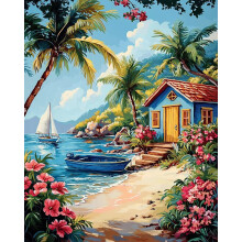 Paint by Numbers Kit til Voksne Begynder Strandlandskab Nem Voksen Paint by Number Kits p? l?rred DIY Craftoria Akryl Akvarel Oliemaling efter An