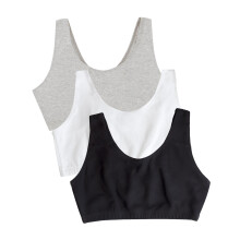 Fruit of the Loom sport-bh met tankstijl voor dames, modekleuren Zwart/wit/Heather Grey 38