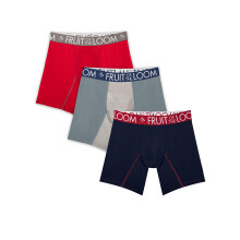 Fruit of the Loom Intimo Traspirante da Uomo (Normal e Big & Tall) Boxer Brief-Performance Cooling-3 Pack- Colori Assortiti Small