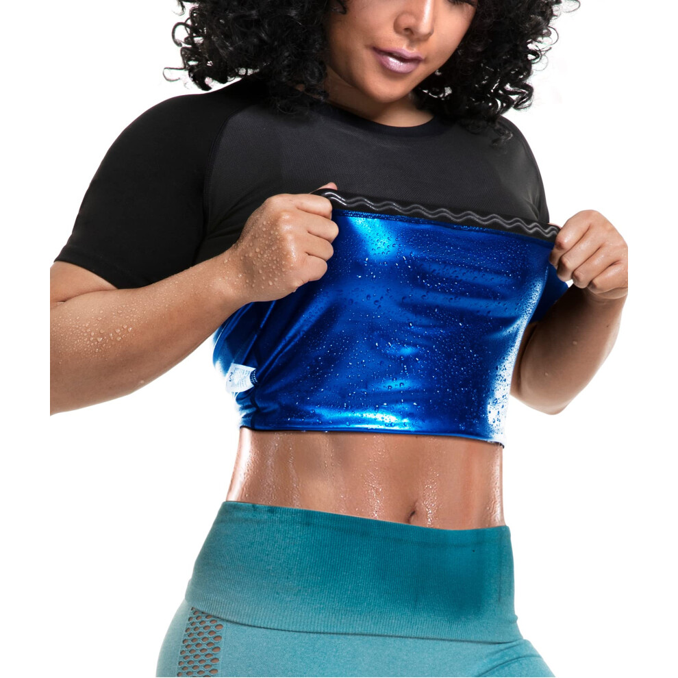LMCOB Sweat-shirt de sudation pour femme, t-shirt de compression athl  tique, gilet de sauna retient la chaleur (LYBH6007-01-S)