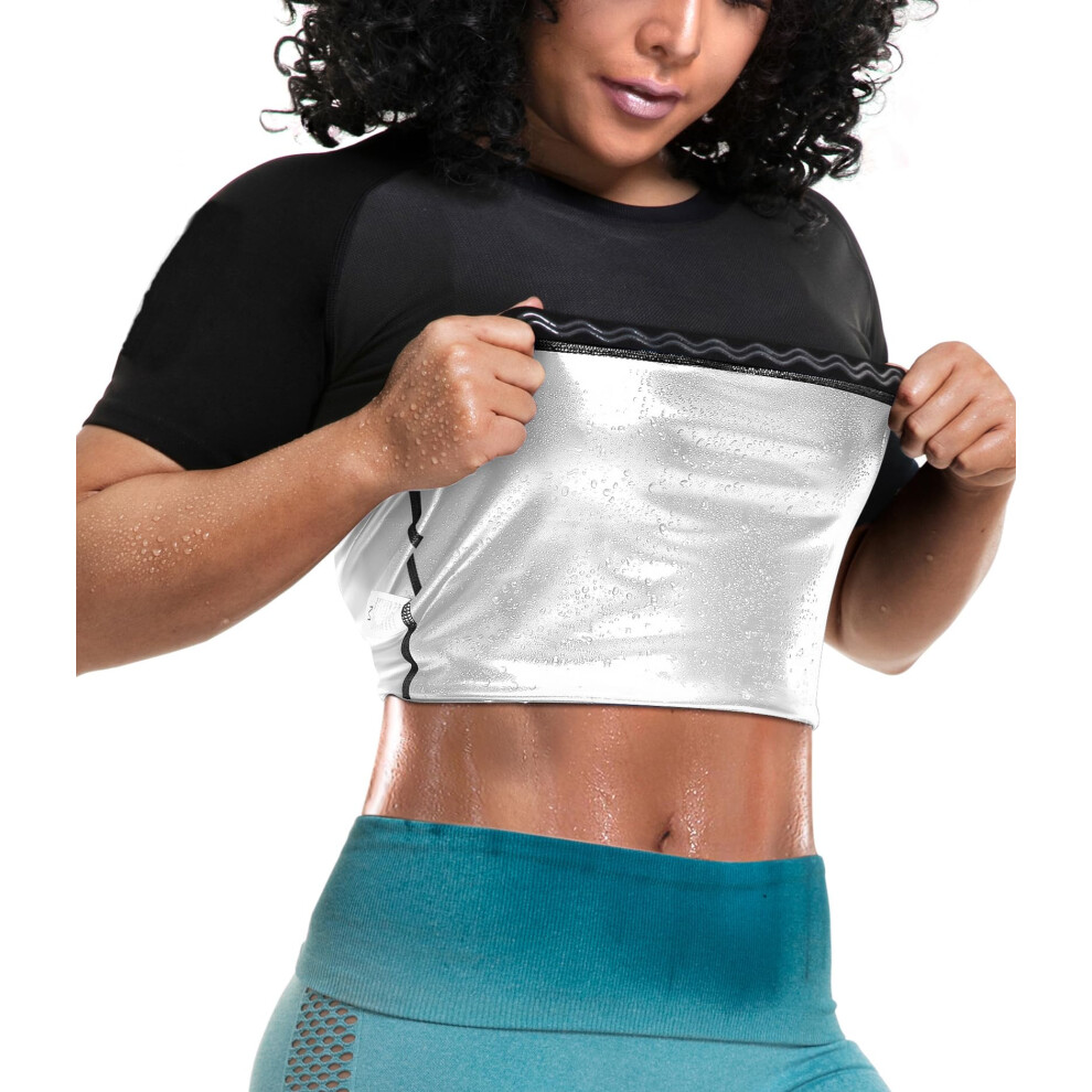 LMCOB Sweat-shirt de sudation pour femme, t-shirt de compression athl  tique, gilet de sauna retient la chaleur (LYBH6007-07-L)