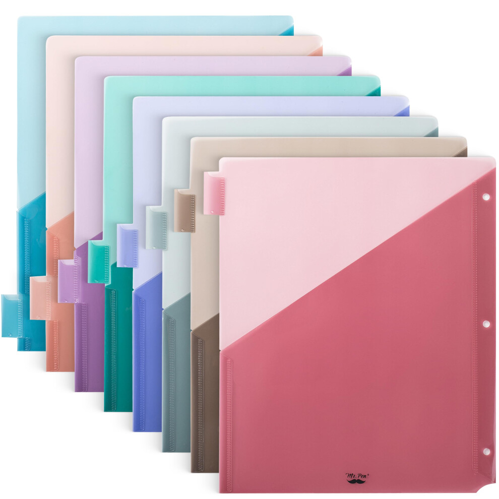 Mr. Pen- Binder Dividers with Pockets and Tabs 8 Pack Assorted Colors Dividers for 3 Ring Binder with Pockets Pocket Dividers for 3 Ring Binder wi