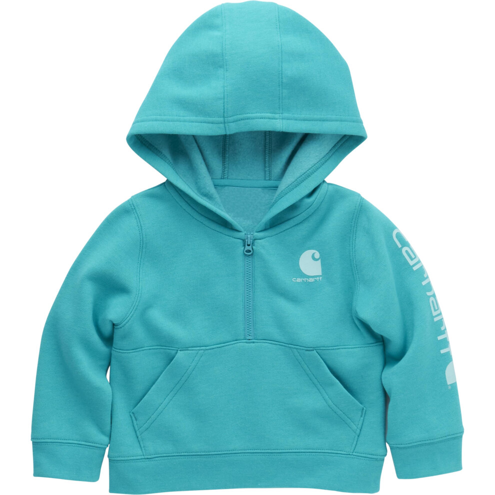 Carhartt Girls' Long-Sleeve Half-Zip Hooded Sweatshirt  Ceramic Teal Heather  6 Months