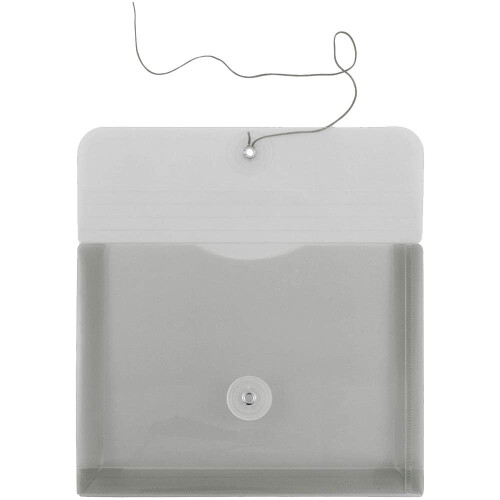 JAM PAPER Plastic Envelopes with Button & String Tie Closure - Index Size - 5 1/2 x 7 1/2 - Smoke Gray - 12/Pack 1