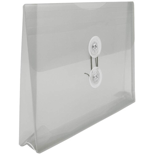 JAM PAPER Plastic Envelopes with Button & String Tie Closure - Index Size - 5 1/2 x 7 1/2 - Smoke Gray - 12/Pack 2