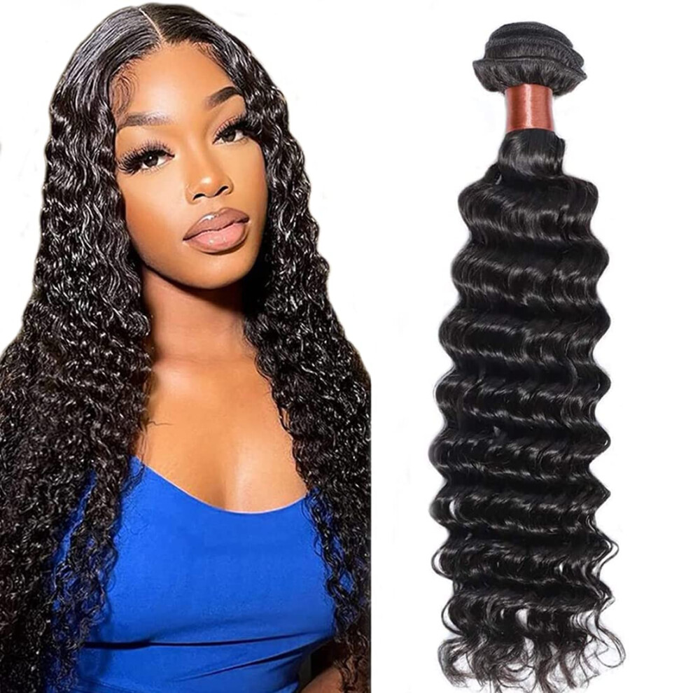 Angie Queen Unisex Black Unprocessed Brazilian Virgin Hair Deep Wave 10 Inch One Bundle Virgin Human Hair Weave Extension Natural Color (100+/-5G)/Pc (One Bu