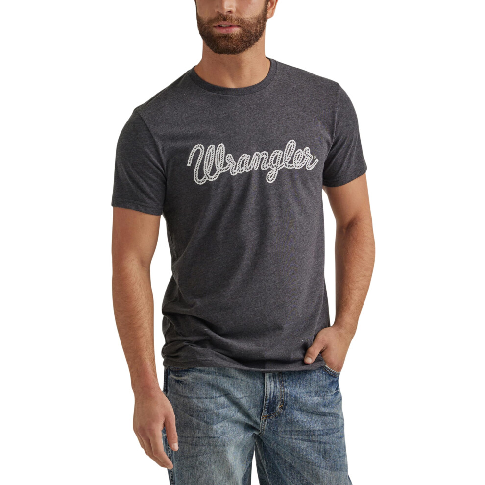 Wrangler Men's Western Crew Neck Short Sleeve Tee Shirt Caviar Heather Not,Specified