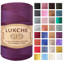 LUKCHE Polyester Macrame Cord 2mm x 251 Yards 100% Polypropylene Premium Macrame Rope Colorful Yarn Crochet Macrame Bag Craft for Wall Hangers Bags