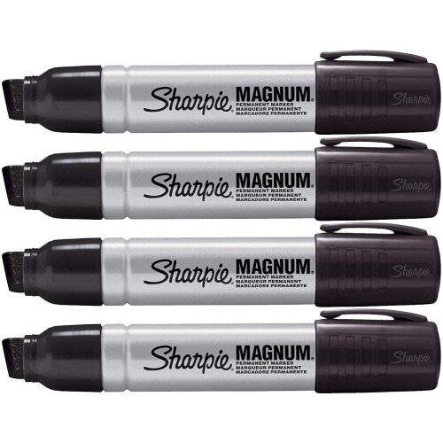 Sharpie Sharpie 44001 Oversized Chisel Tip Extra Wide Magnum Permanent Marker (4 Pack)  Black  Sturdy Extra-wide Felt Chisel Tip  Quick-drying Ink is Fade-and 1