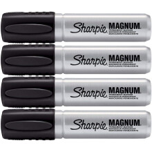 Marcador permanente Sharpie 44001 Magnum extra ancho con punta biselada extra grande (paquete de 4) Negro Punta biselada de fieltro extra ancha r