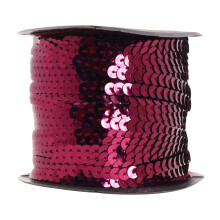 Mandala Craft 6mm Flat Sequin Strip on a Roll - Maroon Trim by The Yard - 100 Yds String Metallic Strand for Crafts Fringe Sewing