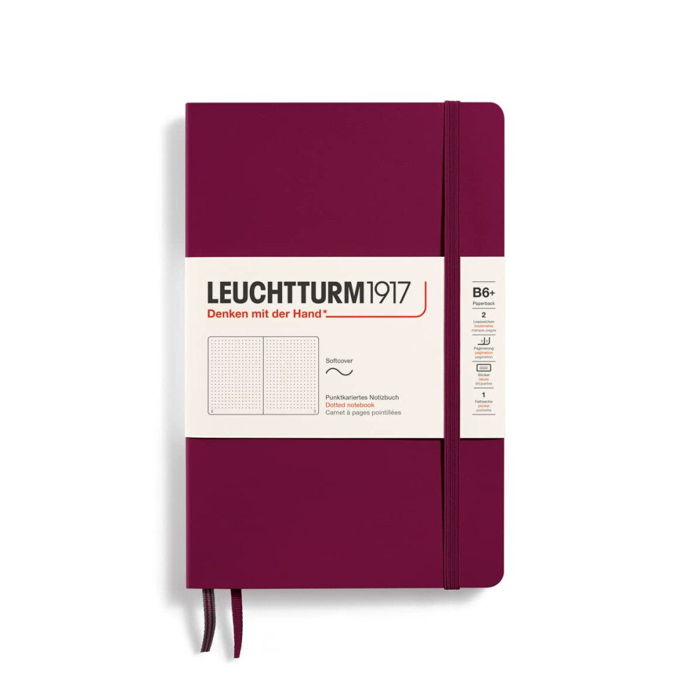 Leuchtturm1917 - Notebook Softcover W Miekkiej Oprawie B6+ - 123 Strony Numerowane Do Pisania I Dziennika (Kropkowane Port Red)-image
