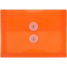 Buste in plastica di carta in jam con chiusura di cravatta a bottone e stringa - Dimensione dell'indice - 5 1/2 x 7 1/2 - arancione - 12/pacchetto