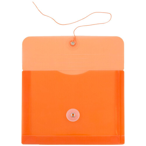 JAM PAPER Plastic Envelopes with Button & String Tie Closure - Index Size - 5 1/2 x 7 1/2 - Orange - 12/Pack 1
