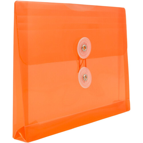 JAM PAPER Plastic Envelopes with Button & String Tie Closure - Index Size - 5 1/2 x 7 1/2 - Orange - 12/Pack 2