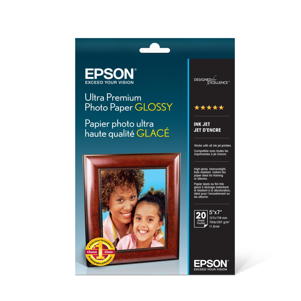 Epson Ultra Premium Photo Paper GLOSSY (5x7 Inches  20 Sheets) (S041945)