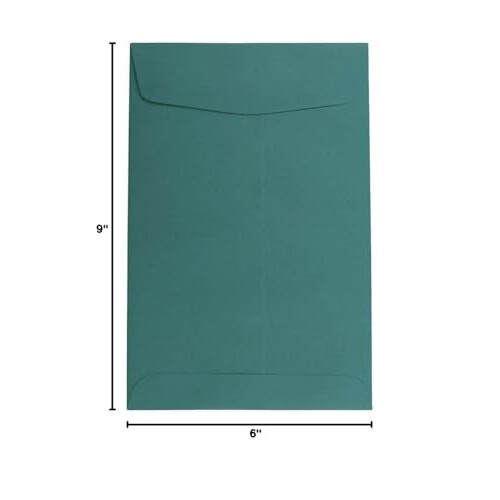 JAM PAPER 6 x 9 Open End Catalog Premium Envelopes - Teal Green - 25/Pack 2
