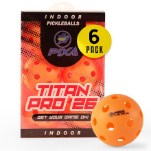 Pallina da pickleball indoor PIXA Titan Pro 26 - Approvata USAPA - Durata migliorata - Rimbalzo costante - Arancione brillante - Confezione da 6