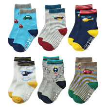 RATIVE rutschfeste Baumwollsocken mit Noppen f  r Babys, Kleinkinder, Kinder und Jungen (3   5 Jahre, 6 Paar/RB-711)