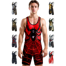 Exxact Sports Sublimated Men's Wrestling Singlet  High-Performance Powerlifting Singlet  Wrestling Singlets for Men (AM  Spider)