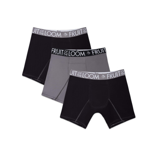 Fruit of the Loom Herre Performance Cooling Boxer Briefs Sort/Gr? Large