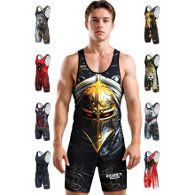 Exxact Sports Sublimated Men's Wrestling Singlet  High-Performance Powerlifting Singlet  Wrestling Singlets for Men (AM  Spartans)