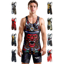 Exxact Sports Sublimated Men's Wrestling Singlet  High-Performance Powerlifting Singlet  Wrestling Singlets for Men (AS  Samurai)