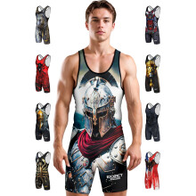 Exxact Sports Sublimated Men's Wrestling Singlet  High-Performance Powerlifting Singlet  Wrestling Singlets for Men (AM  Gladiator)