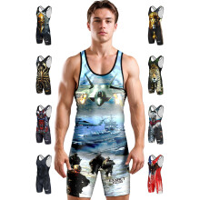 Exxact Sports Sublimated Men's Wrestling Singlet  High-Performance Powerlifting Singlet  Wrestling Singlets for Men (AS  US Army)