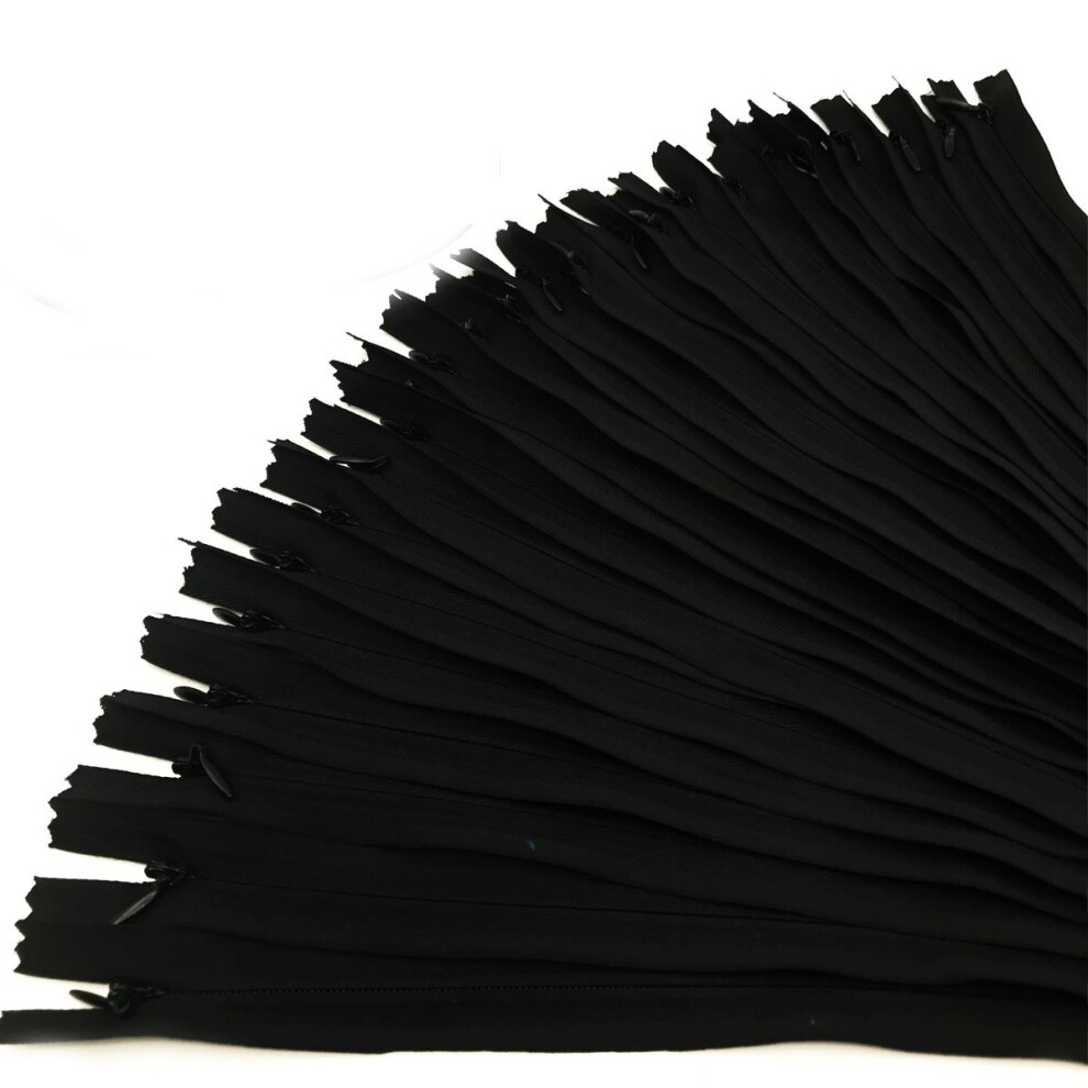 25 Stuks Onzichtbare Nylon Ritsen Voor Jurken, Rokken, Kussens En Naaibenodigdheden (40 Cm Zwart)-image