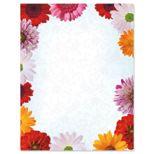 Nuv?rende Daisy Floral Letter Paper - Spring Stationery Papers med dekorativ Daisy Border Printable Holiday Wedding & Bridal Shower & Invitation