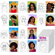 Hagudamu Pre tegnet til maleri til voksne 10 Pack 8x10 uden ramme Sip og Paint Canvas trukket l?rred til maleri til voksne Kids Sip and Paint Kit