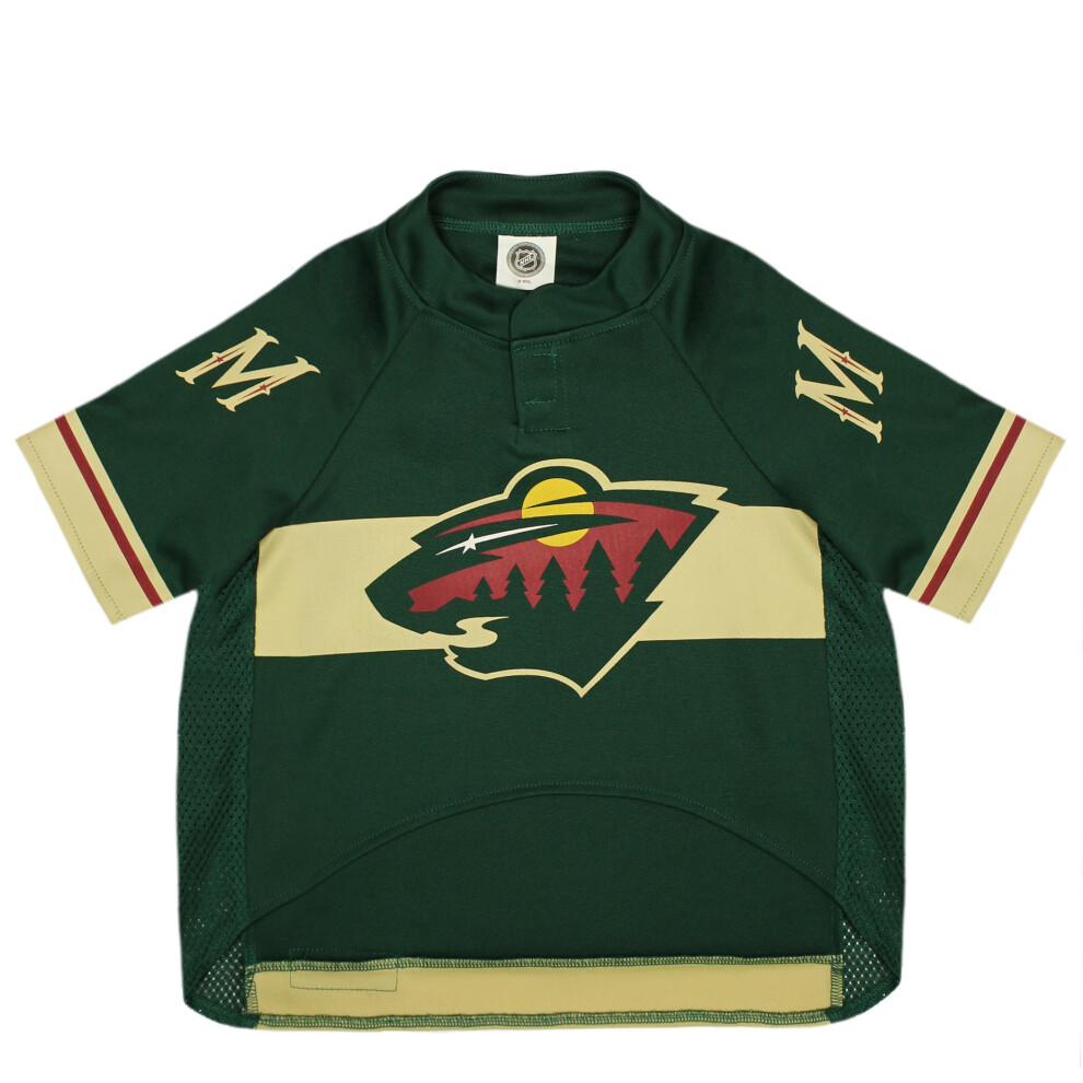 Photos - Dog Clothing Pets First NHL Minnesota Wild Jersey for Dogs & Cats Large. - Let Your Pet Be A Real NHL Fan! WLD-4006-LG