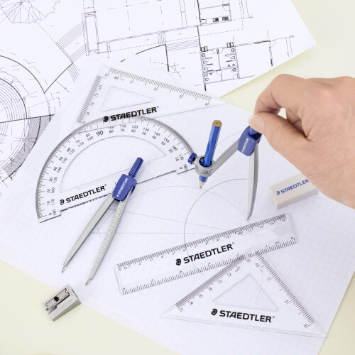 Staedtler Staedtler Math School Geometry  10 Piece Set  Blue  Silver 1