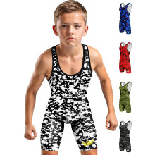 Exxact Sports Digital Camouflage Youth Wrestling Singlet For Boys  Premium Powerlifting Singlet  Kids Wrestling Singlets For Training (YS  White/Black