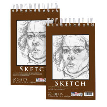 U.S. Art Supply 5.5"x8.5" Premium Heavy-Weight Paper Spiral Bound Schetsboek: 90 Pond (160gsm), 30-Vel Tekening Pad (2 Pack)