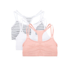 Fruit of The Loom Dames spaghettibandjes katoenen pull-over 3-pack sportbeha mager gestreept/wit/blozend roze 40