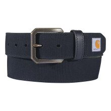Carhartt Men's Casual Rugged Canvas Duck Belts, W/Antique Brass Buckle and Contrast Curdoroy Backing, Black, 32