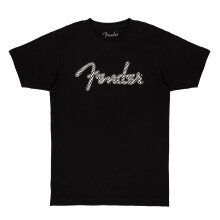 Fender Spaghetti Wavy Checker Logo T-Shirt 100% Baumwolle Schwarz XXL Shirt