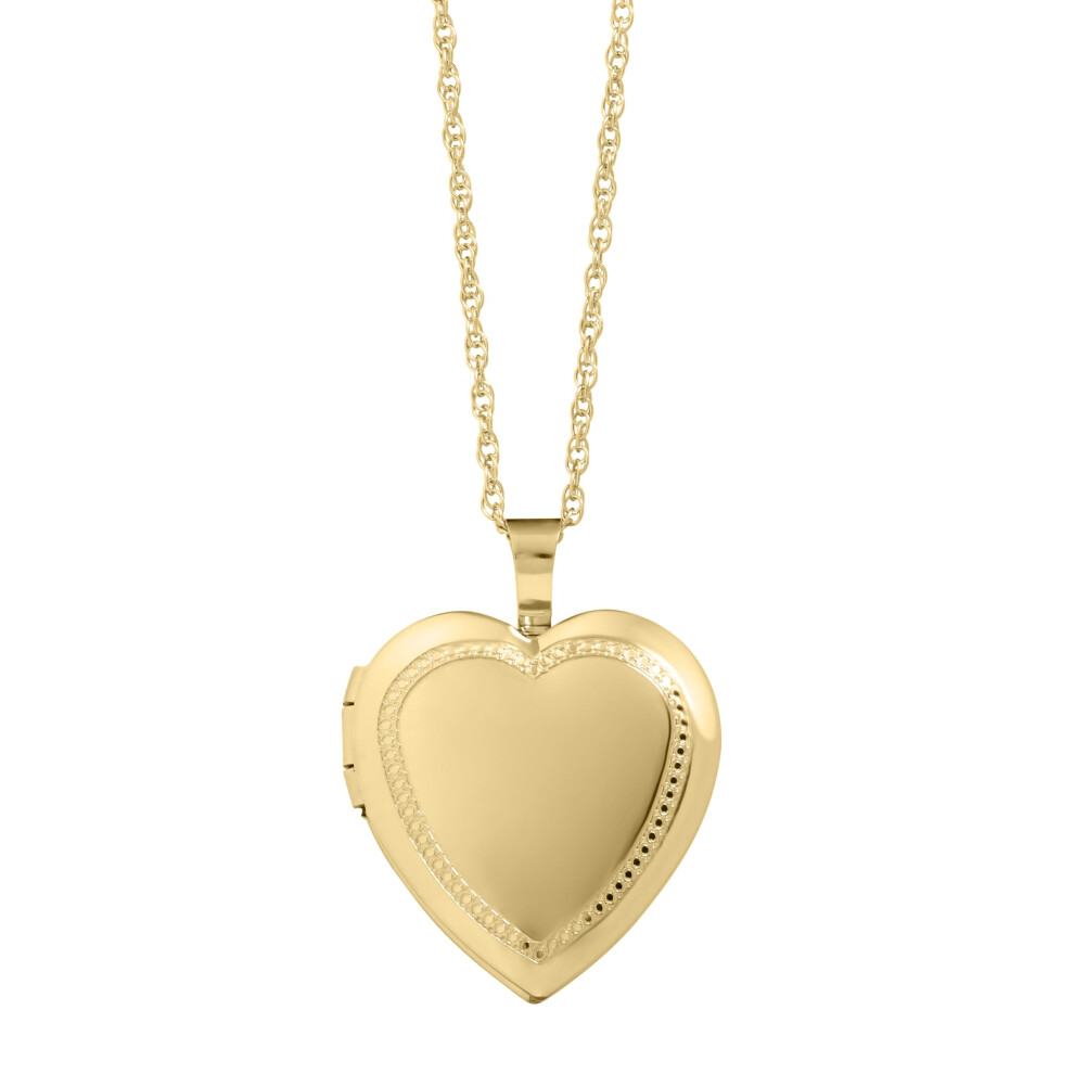 Amazon Essentials Womens Polished Heart Locket Necklace  18""""  Yellow Gold
