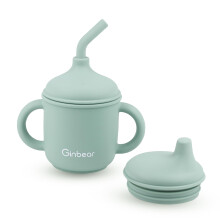 Ginbear 2-v-1 Sip-N-Straw Cup pro miminko odoln proti rozlit Netoxick BPA silikonov trninkov prechodov silikonov pohr pro batole 6 mescu+ (