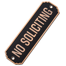 Maoerzai No Soliciting Brass Door Sign Brass No Soliciting Thank You Sign Solid Brass Wall Plaque Home Decor Accessories Door Or Wall. (Black - No